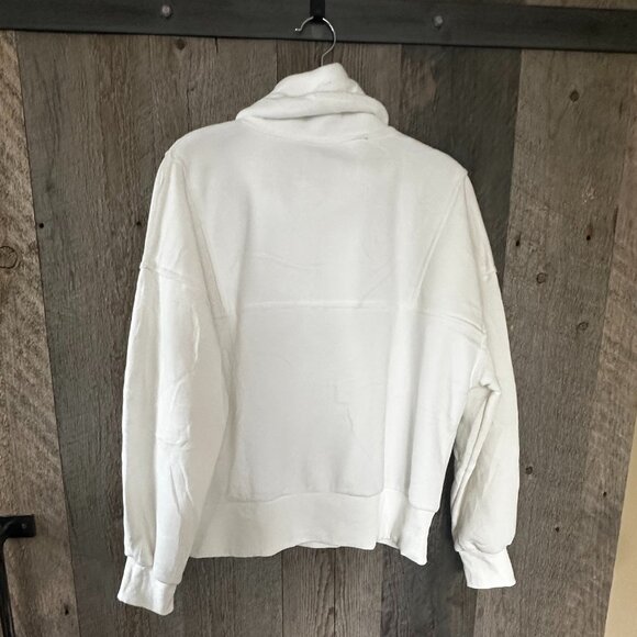 White 1/4 Zip Sweatshirt with Front Pockets - Picture 8 of 11